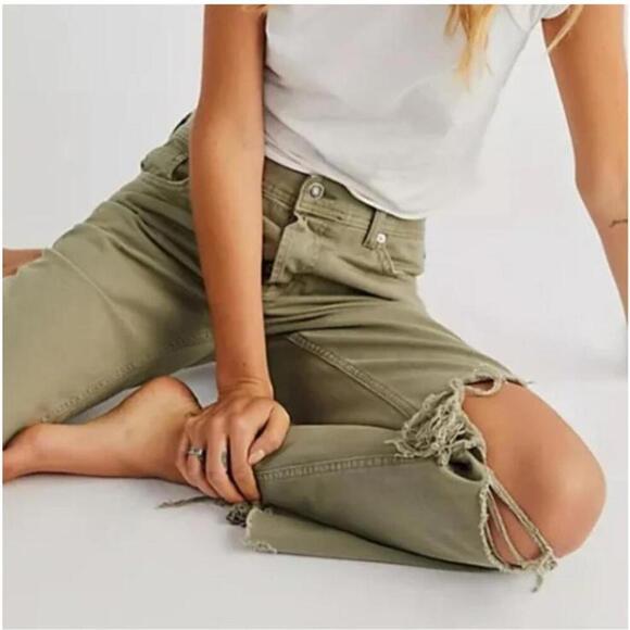 Free People We The Free Maggie Midrise Straight Leg Jeans Sage Women’s size 31​ - Picture 13 of 14